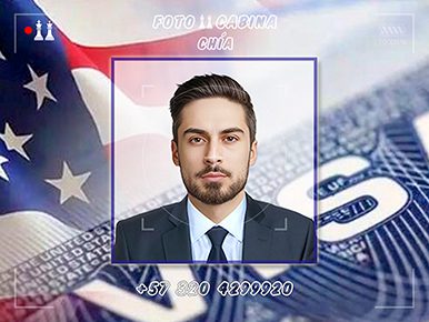 foto visa americana Chía Colombia hombre foto biométrica fondo USA